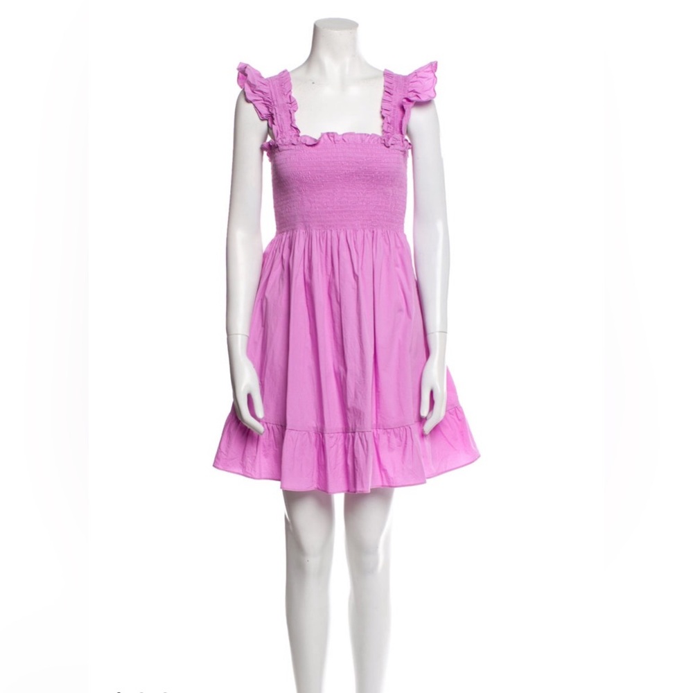 Rare nap dress smocked pink purple orchid ruffle mini small (S) by Hill House